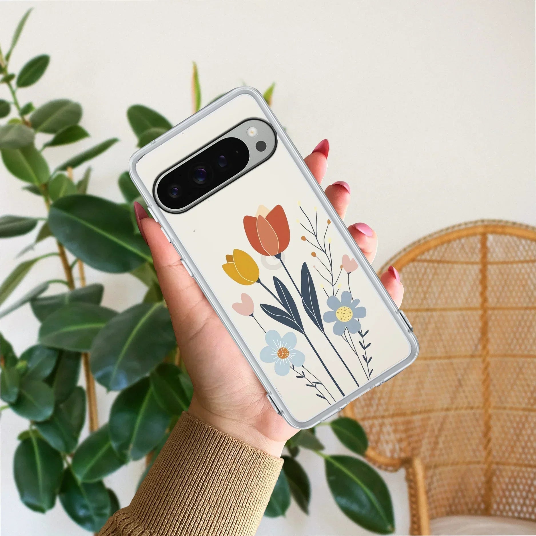 Minimal Flora Transparent Silicon Case For Google Pixel 9 Pro XL