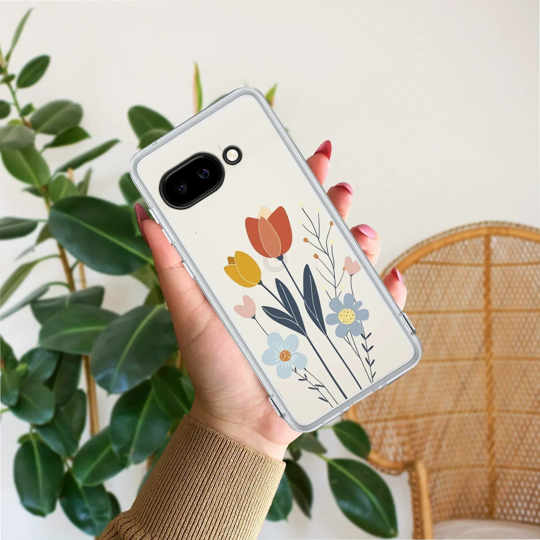 Minimal Flora Transparent Silicon Case For Google Pixel 9a 5G