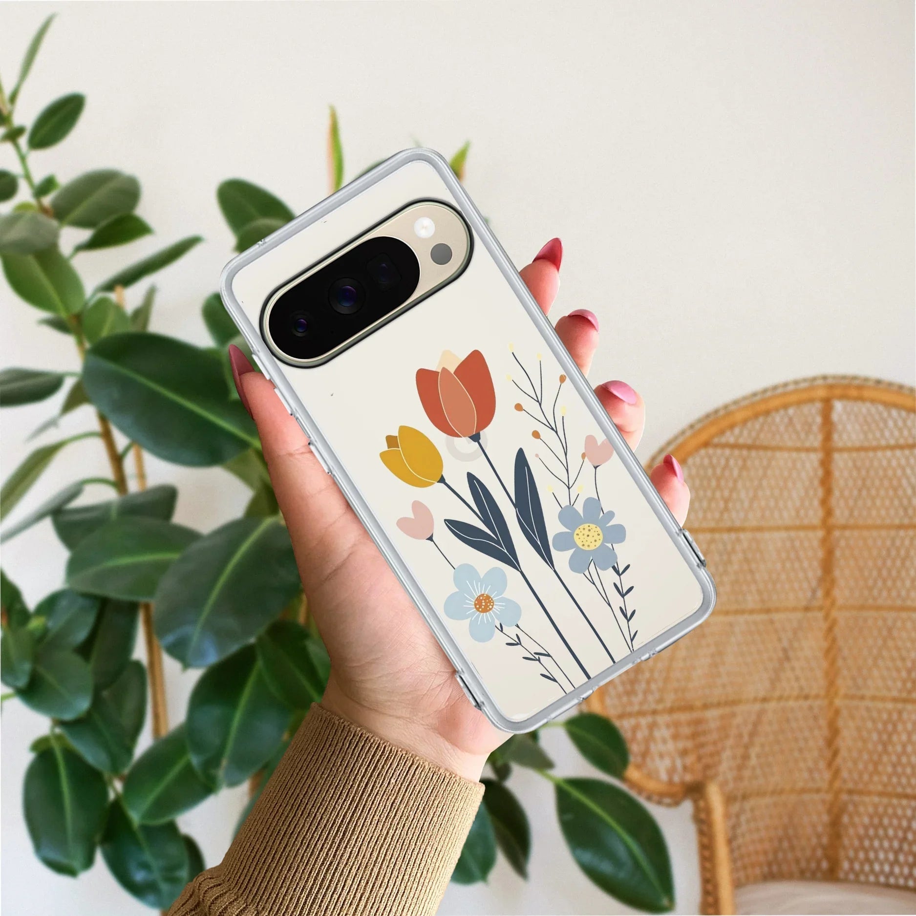 Minimal Flora Transparent Silicon Case For Google Pixel 10 Pro