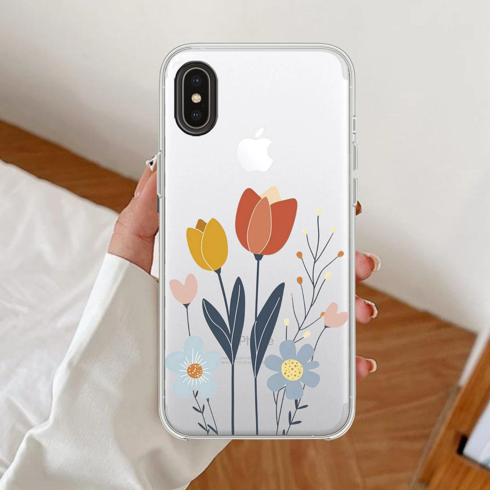 Minimal Flora Transparent Silicon Case For iPhone