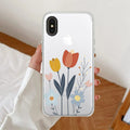 Minimal Flora Anti Yellow Clear Case For iPhone XR