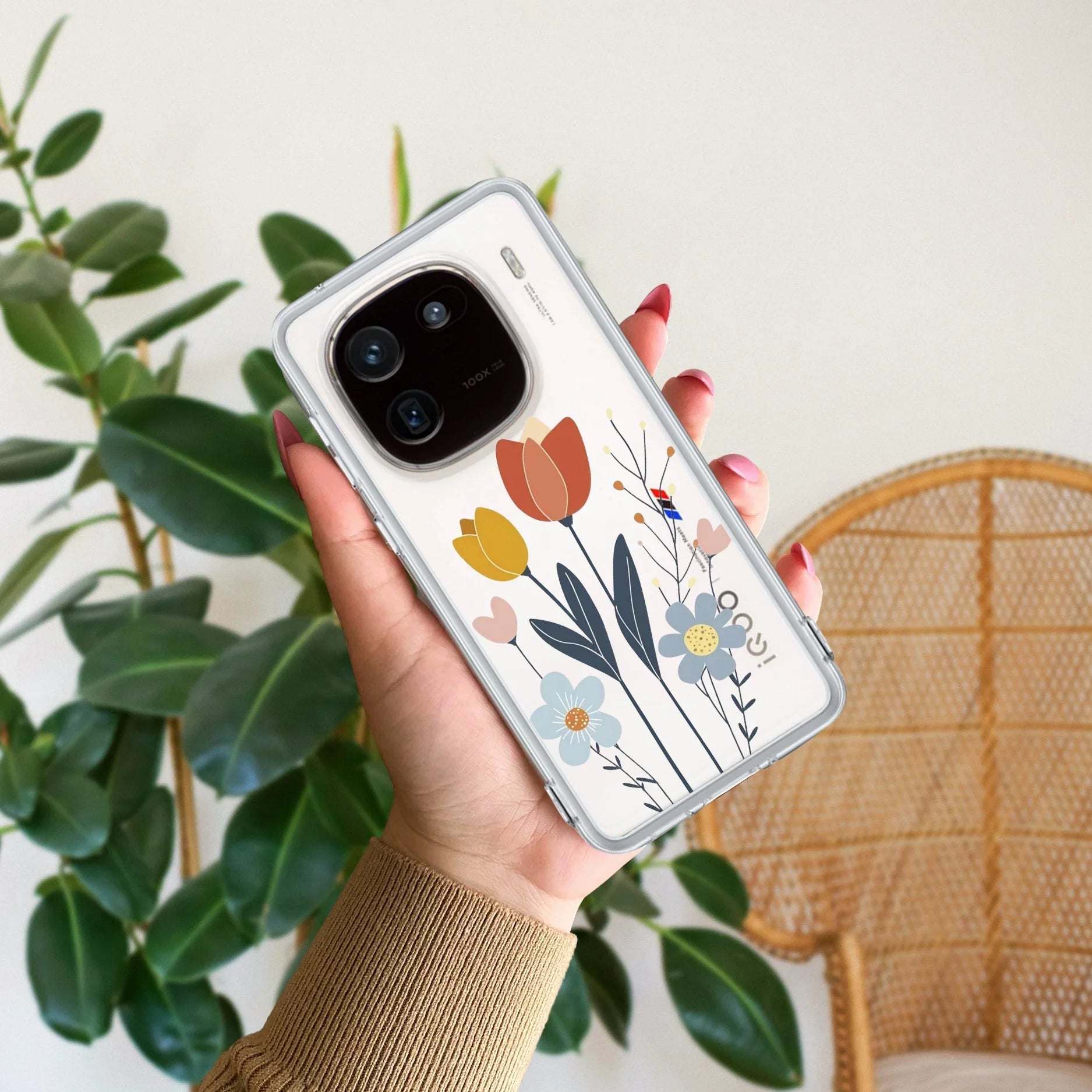 Minimal Flora Transparent Silicon Case For iQOO 12 5G