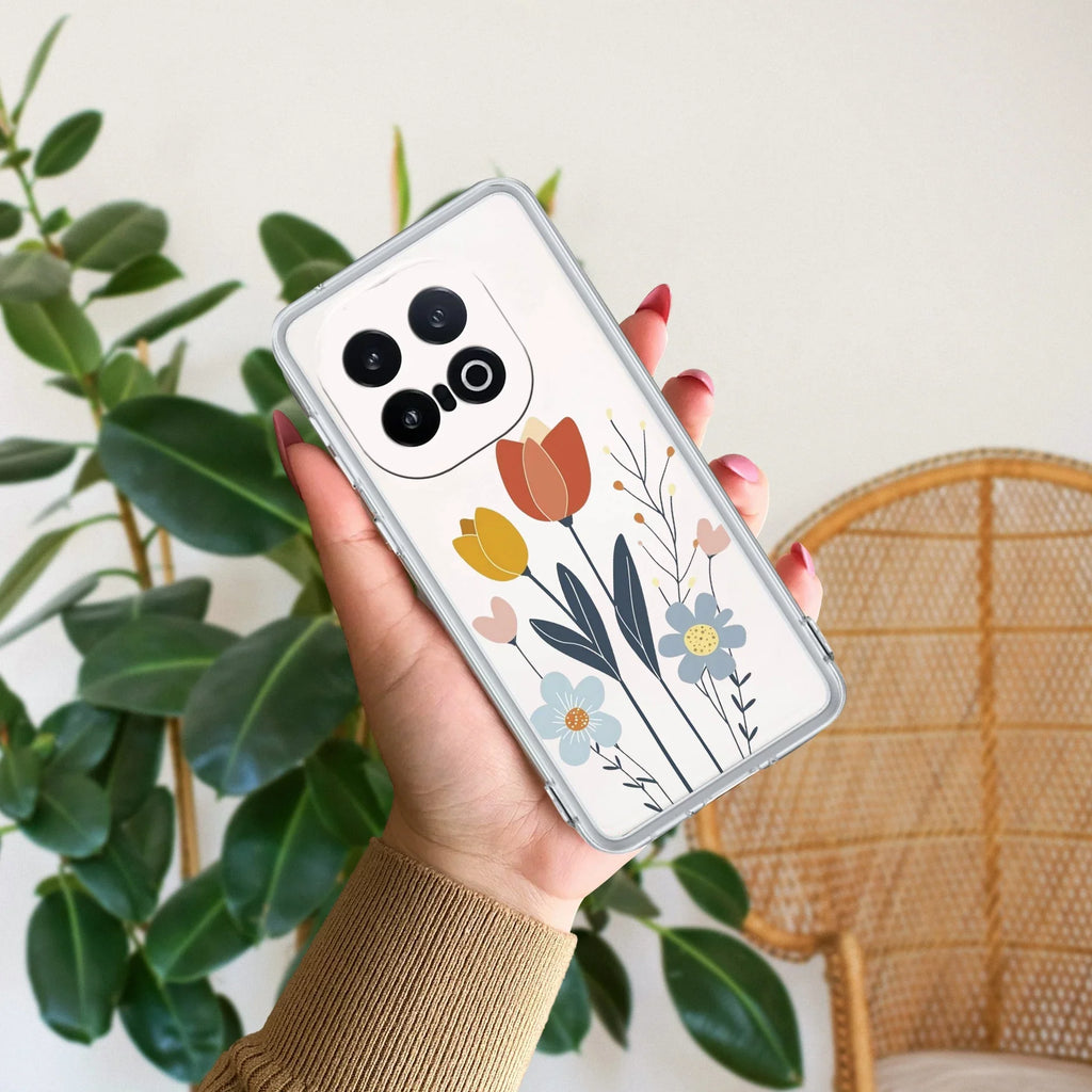 Minimal Flora Transparent Silicon Case For iQOO 13 5G