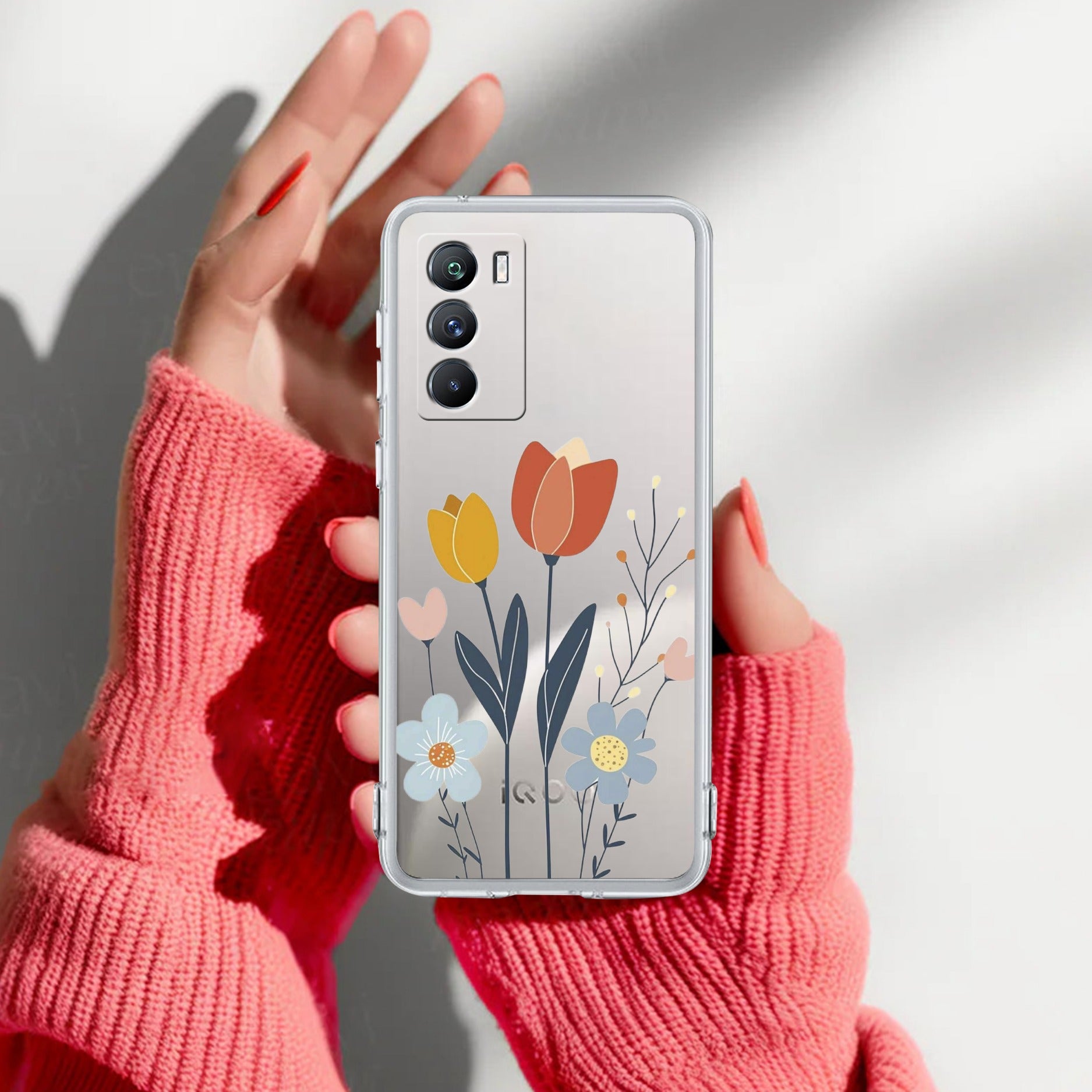Minimal Flora Transparent Silicon Case For iQOO 9 SE 5G