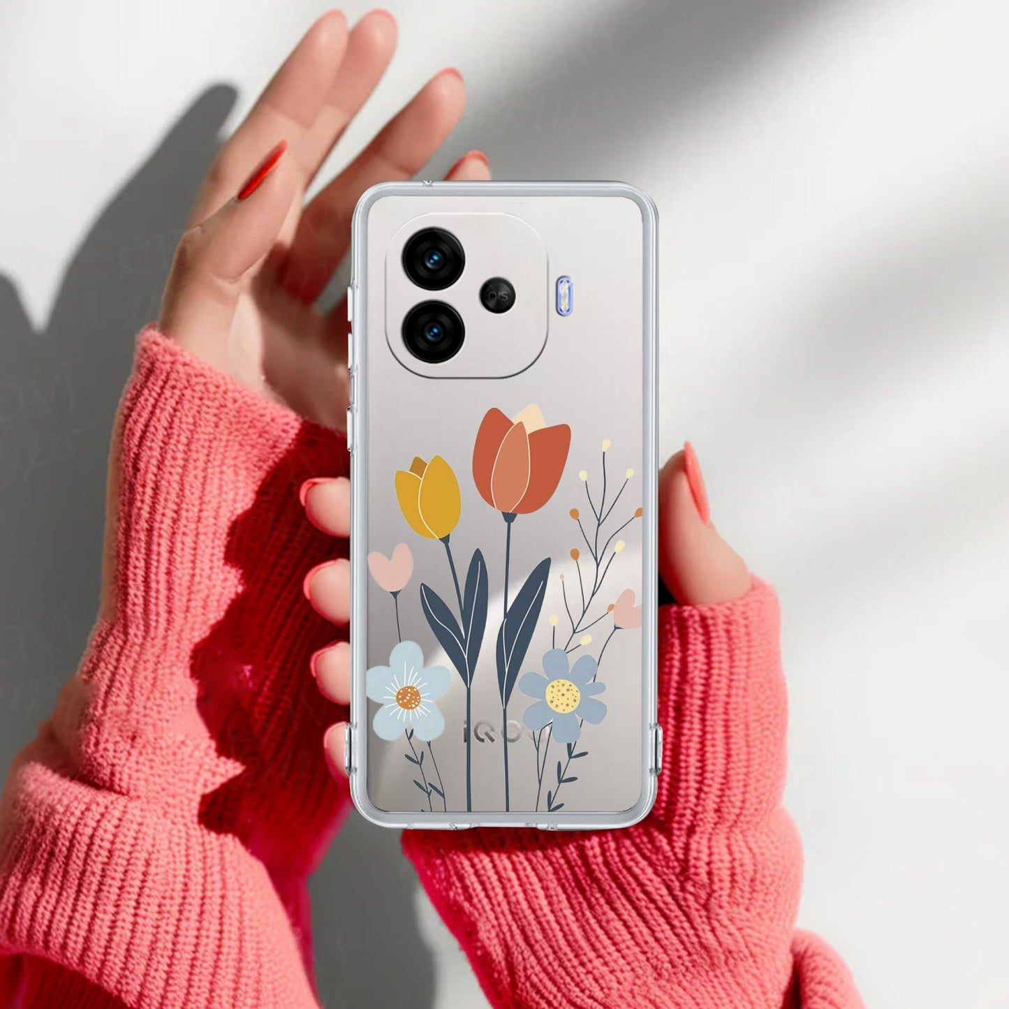 Minimal Flora Transparent Silicon Case For iQOO