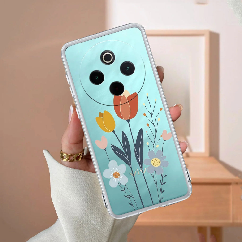 Minimal Flora Transparent Silicon Case For iQOO Z10 5G