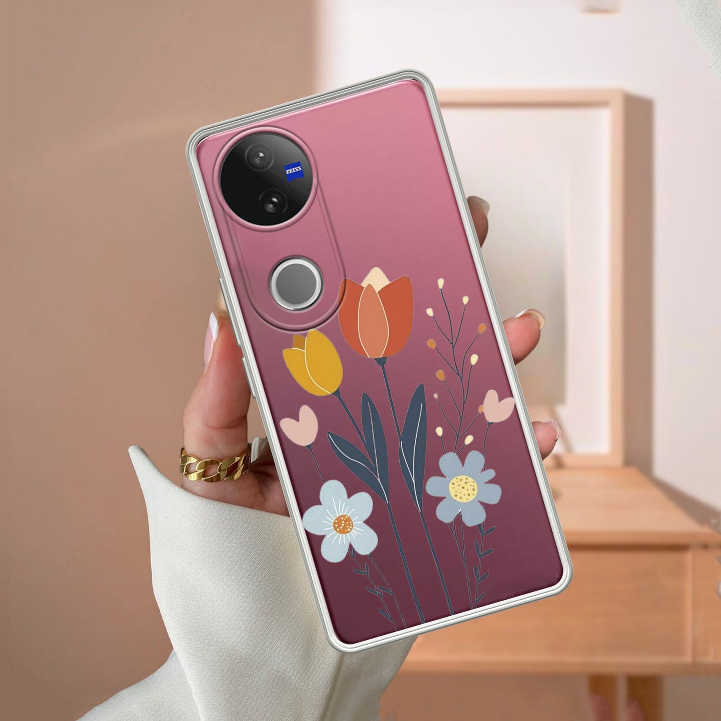 Minimal Flora Transparent Silicon Case For iQOO