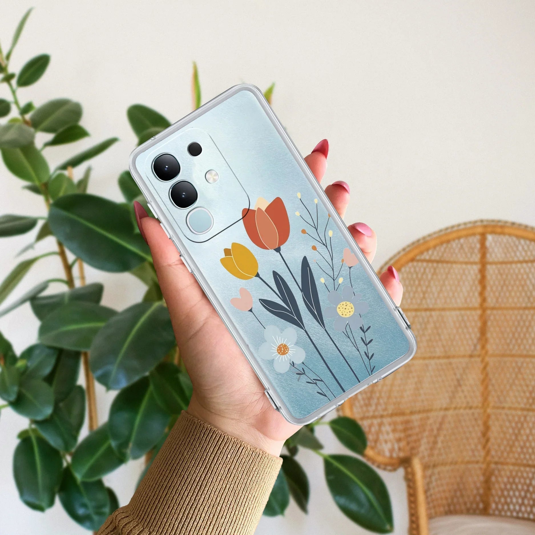 Minimal Flora Transparent Silicon Case For iQOO Z6 Lite 5G