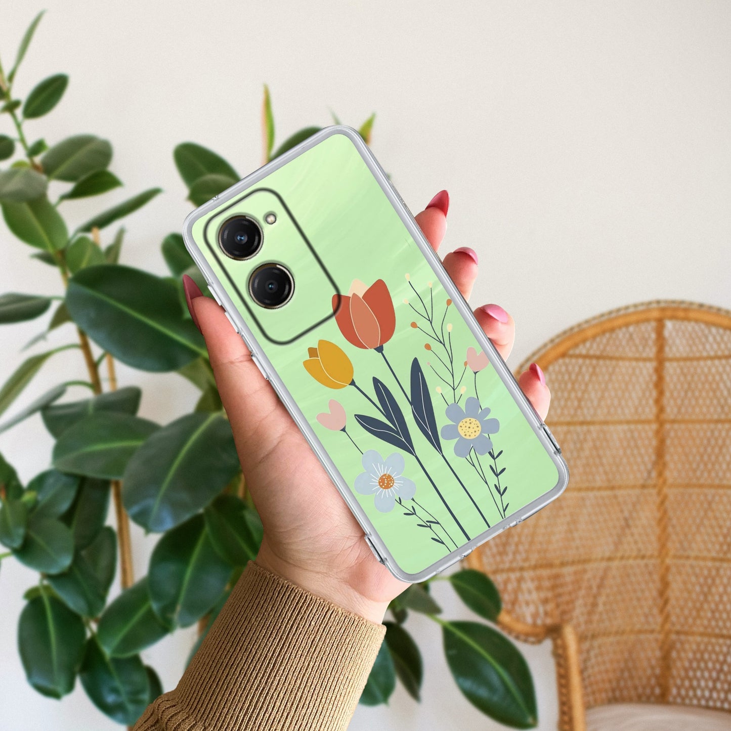 Minimal Flora Transparent Silicon Case For iQOO