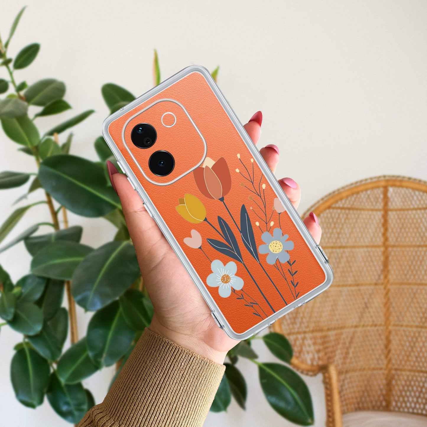 Minimal Flora Transparent Silicon Case For iQOO