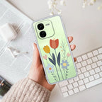 Minimal Flora Transparent Silicon Case For iQOO Z9x 5G