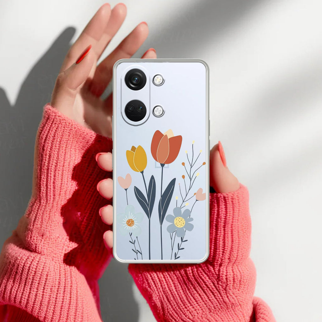 Minimal Flora Transparent Silicon Case For OnePlus Nord CE5 5G