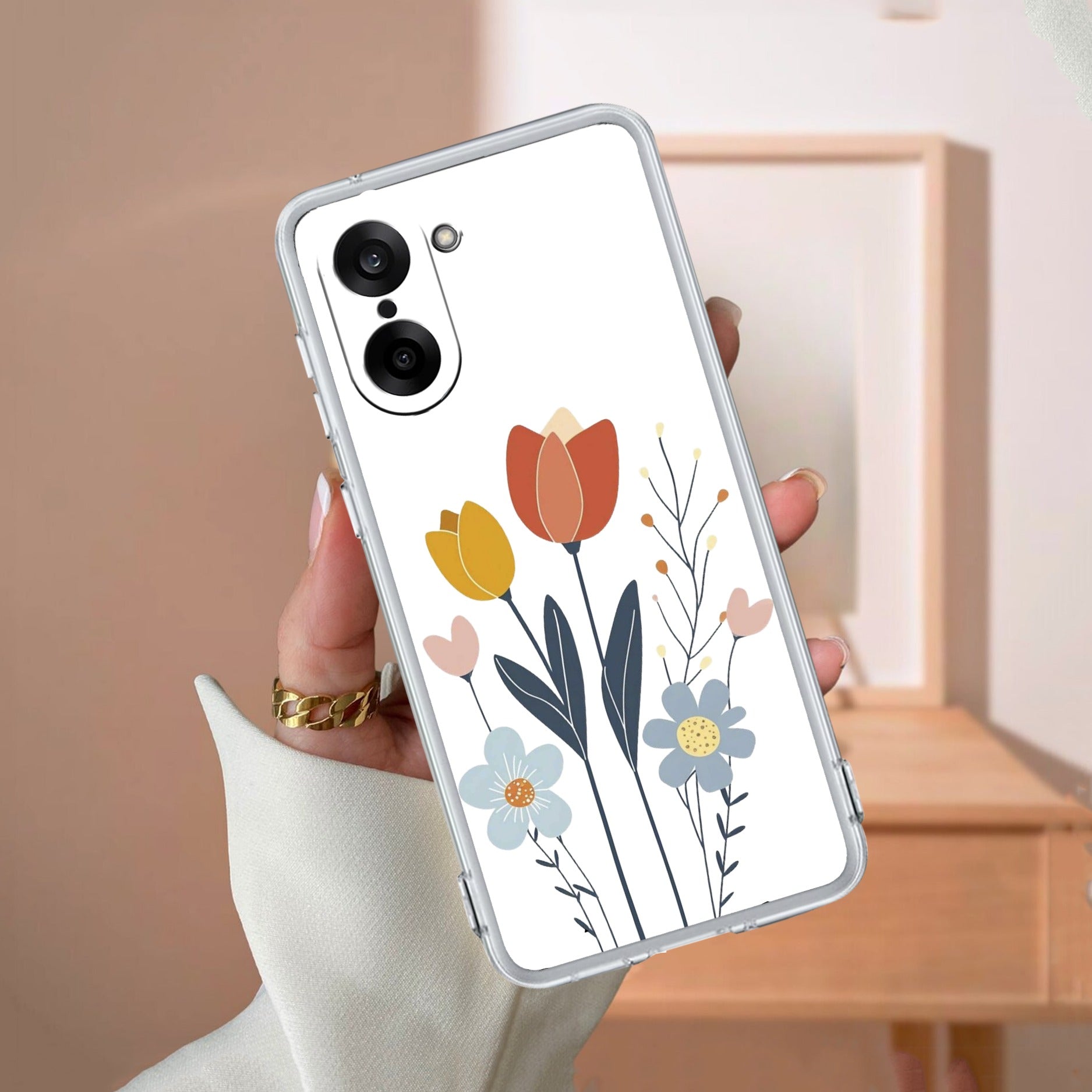 Minimal Flora Transparent Silicon Case For OnePlus Nord CE5 5G