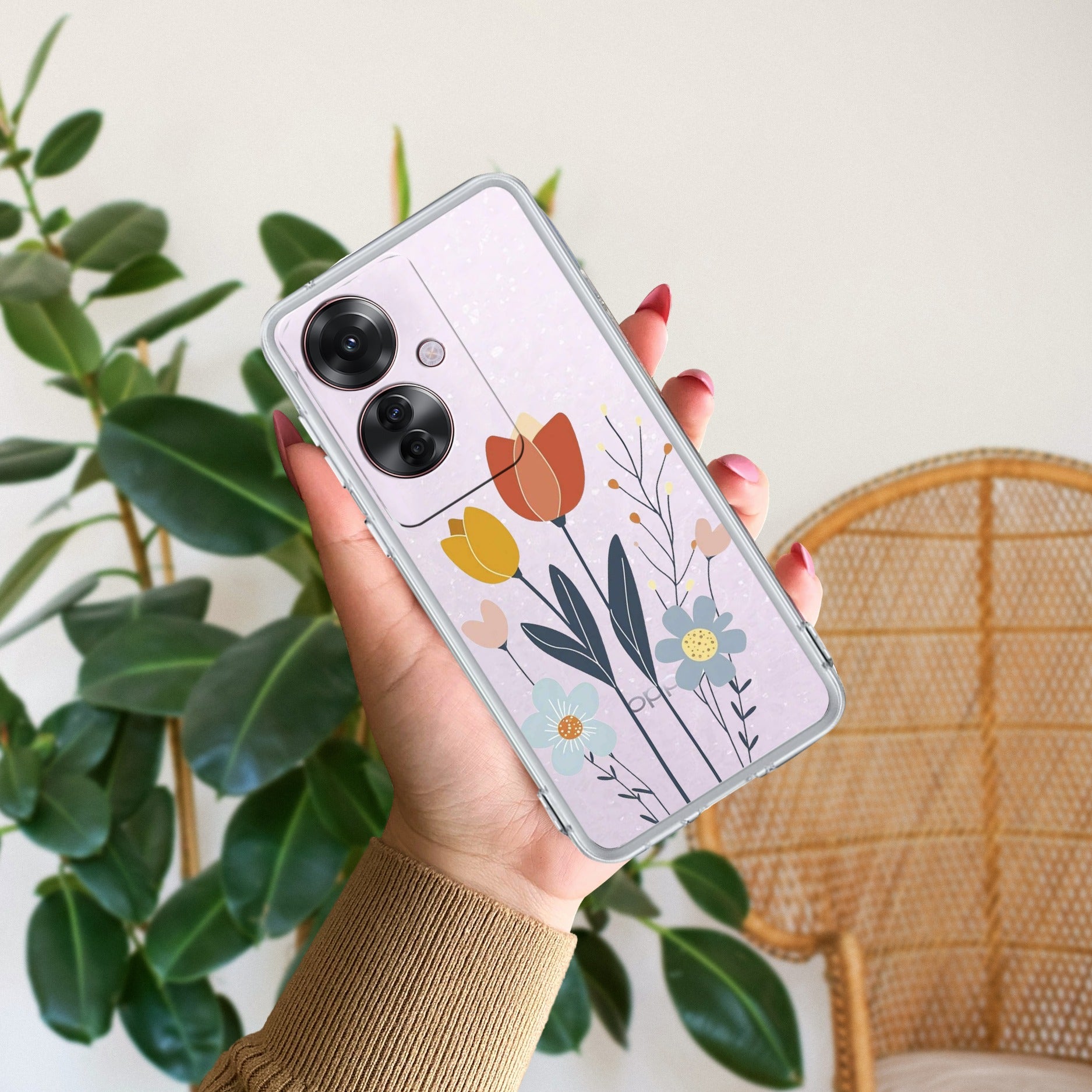 Minimal Flora Transparent Silicon Case For Oppo F25 Pro 5G