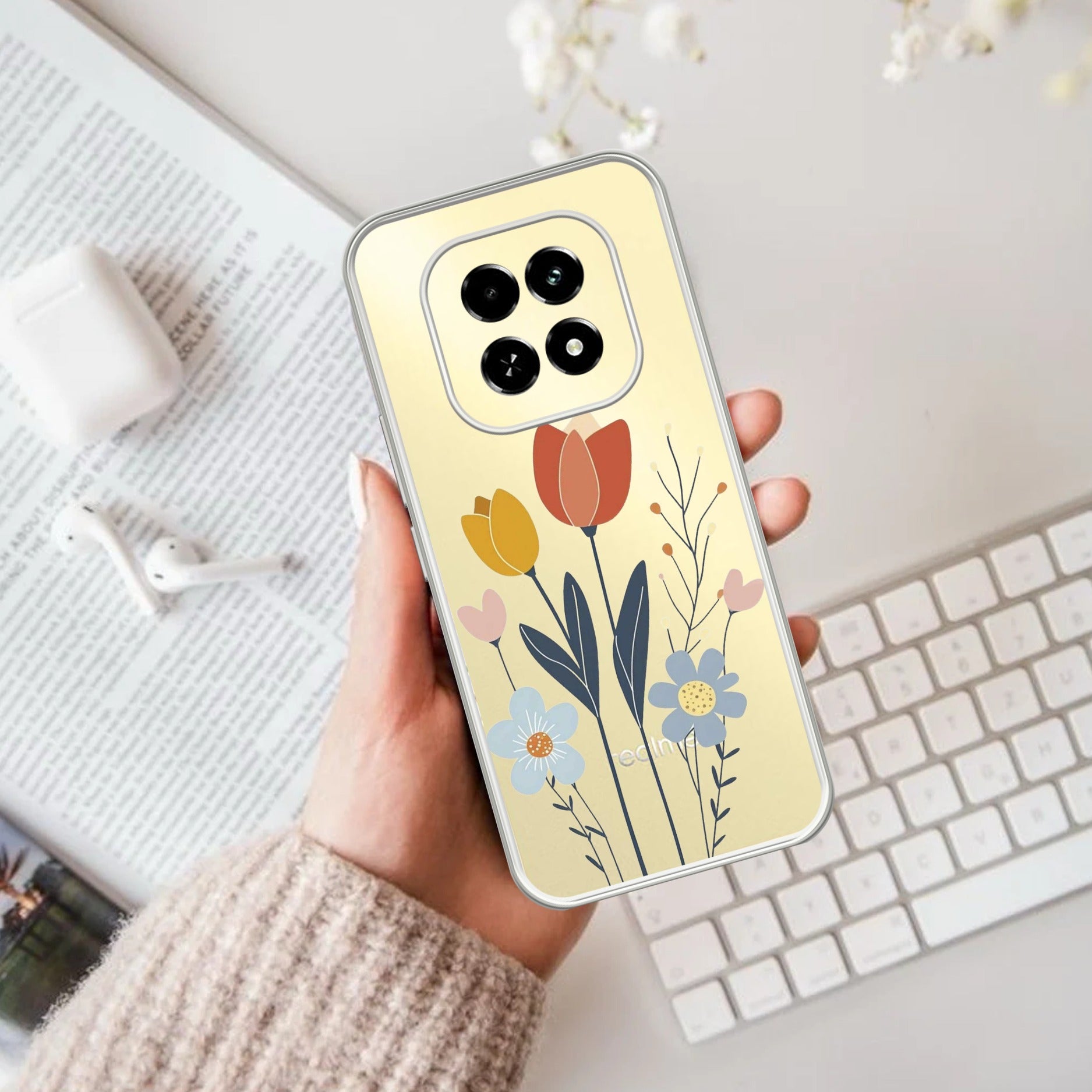 Minimal Flora Transparent Silicon Case For Oppo F29 5G