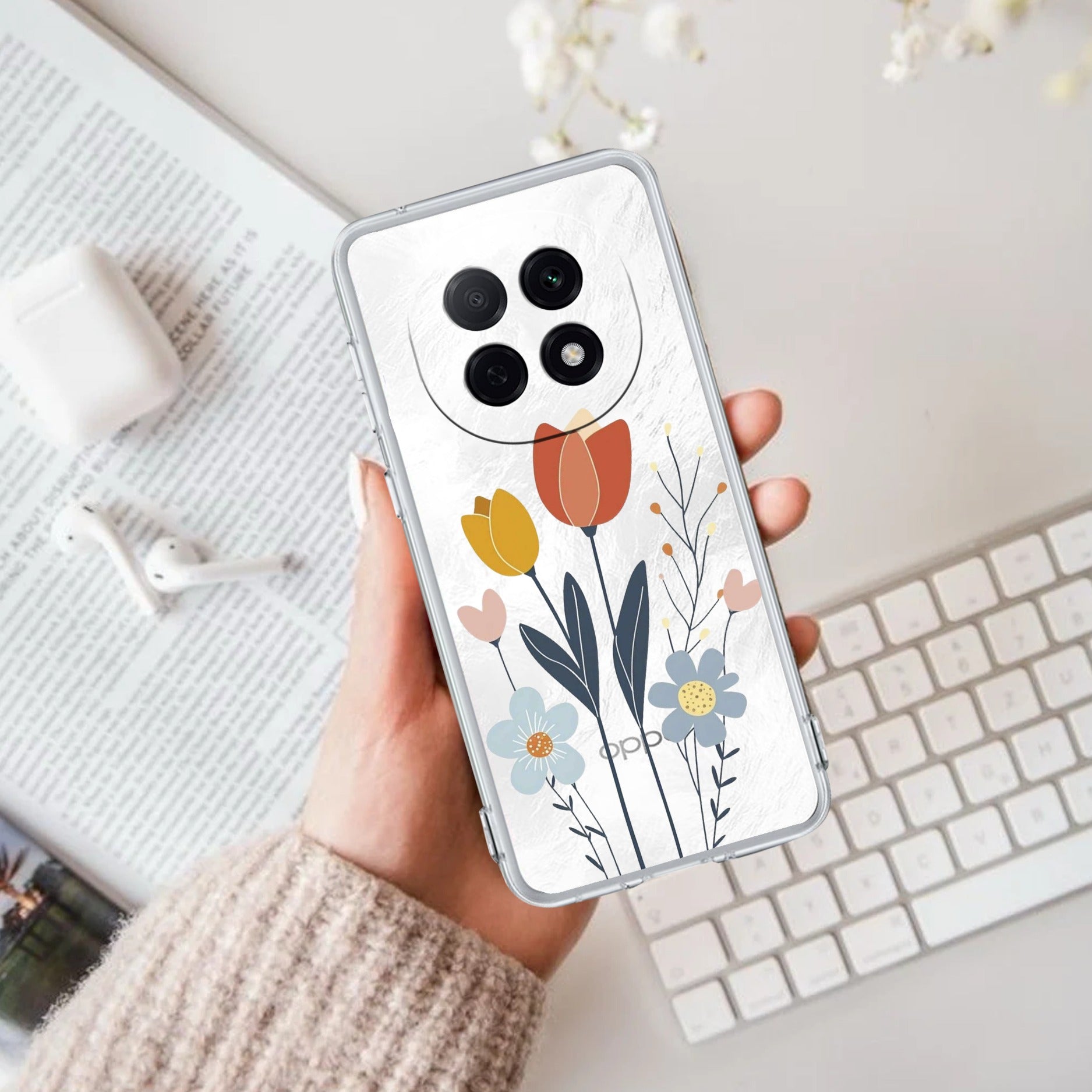 Minimal Flora Transparent Silicon Case For Oppo F29 Pro 5G