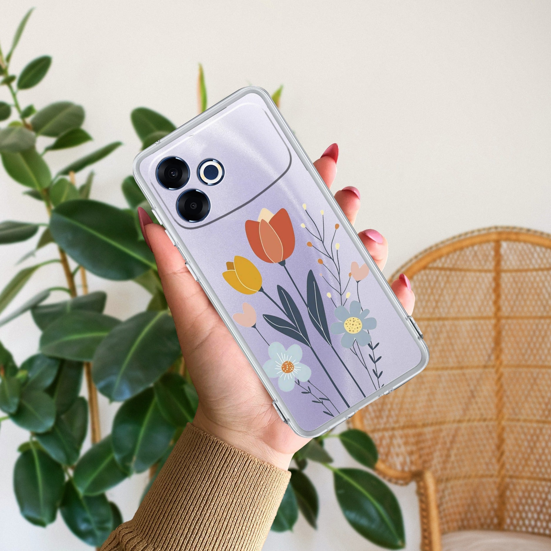 Minimal Flora Transparent Silicon Case For Oppo F33 Pro 5G