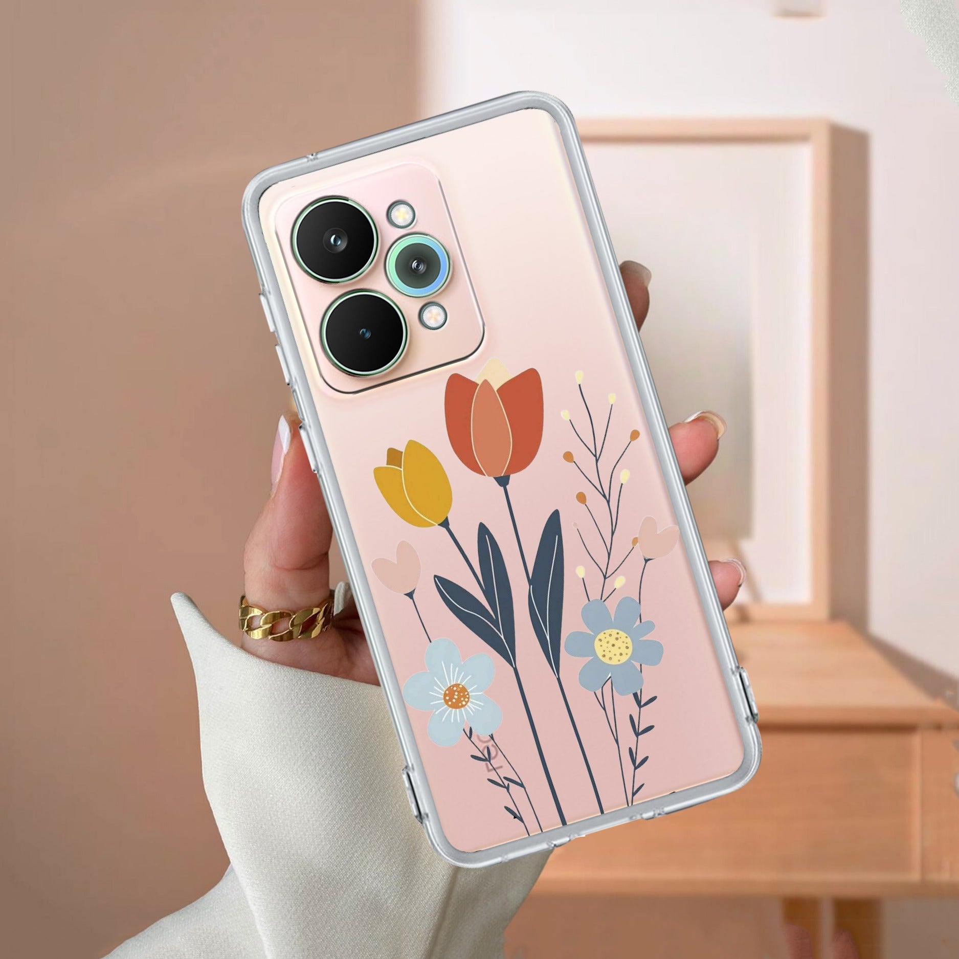 Minimal Flora Transparent Silicon Case For Realme 15 5G