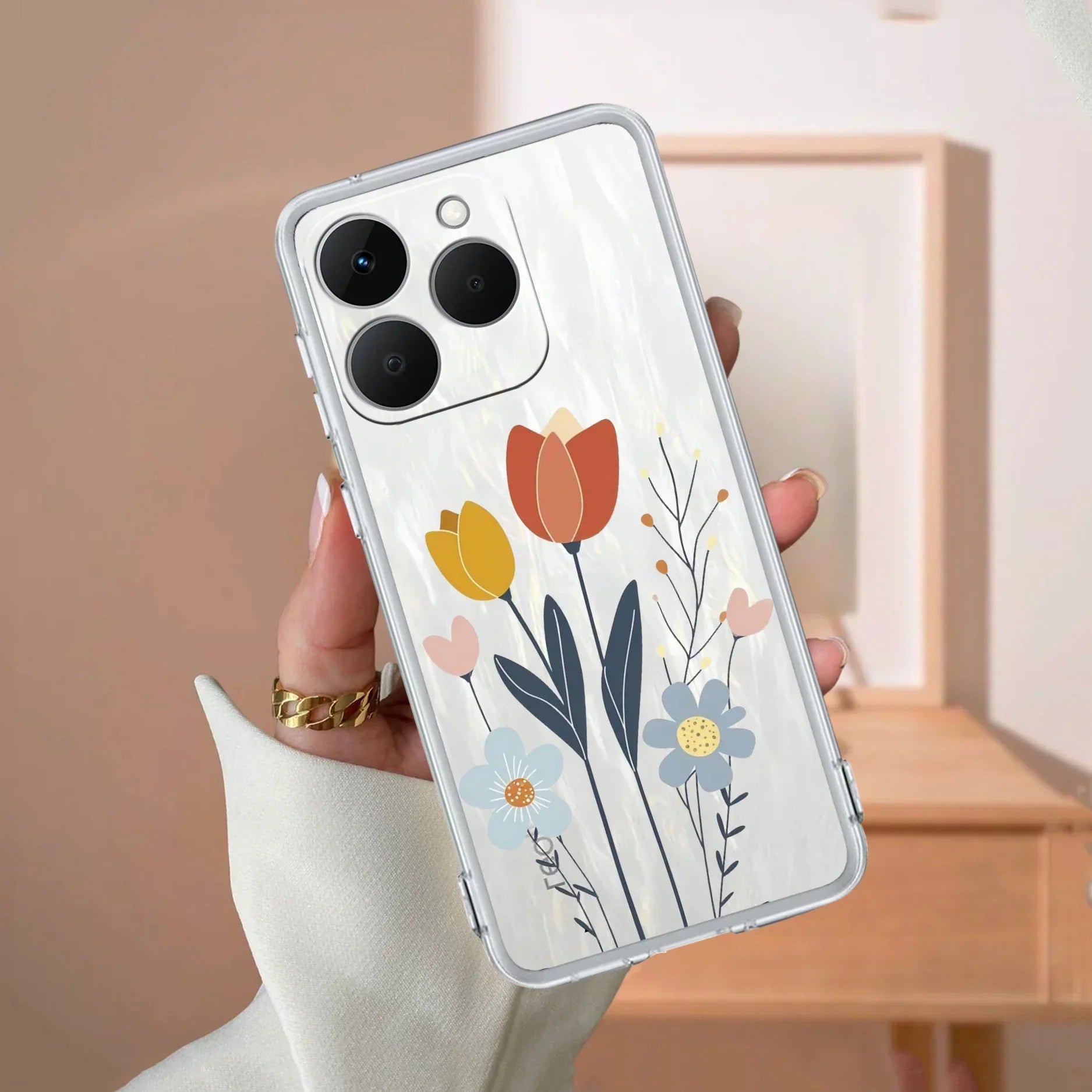 Minimal Flora Transparent Silicon Case For Realme 14x 5G