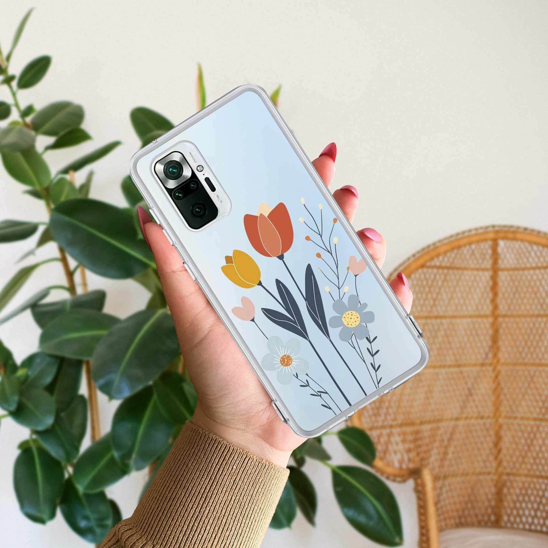 Minimal Flora Transparent Silicon Case For Redmi Note 10 Pro Max