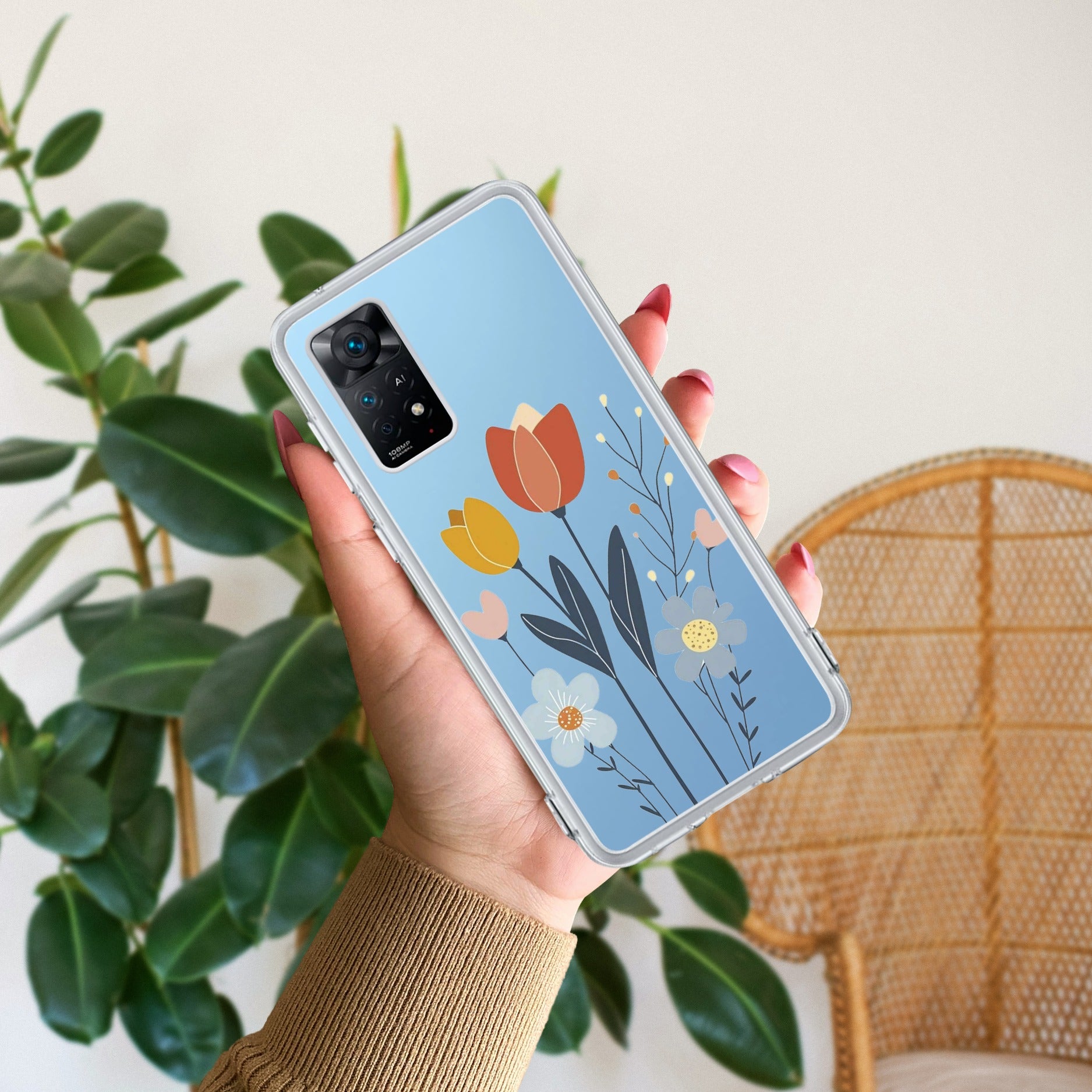 Minimal Flora Transparent Silicon Case For Redmi Note 11
