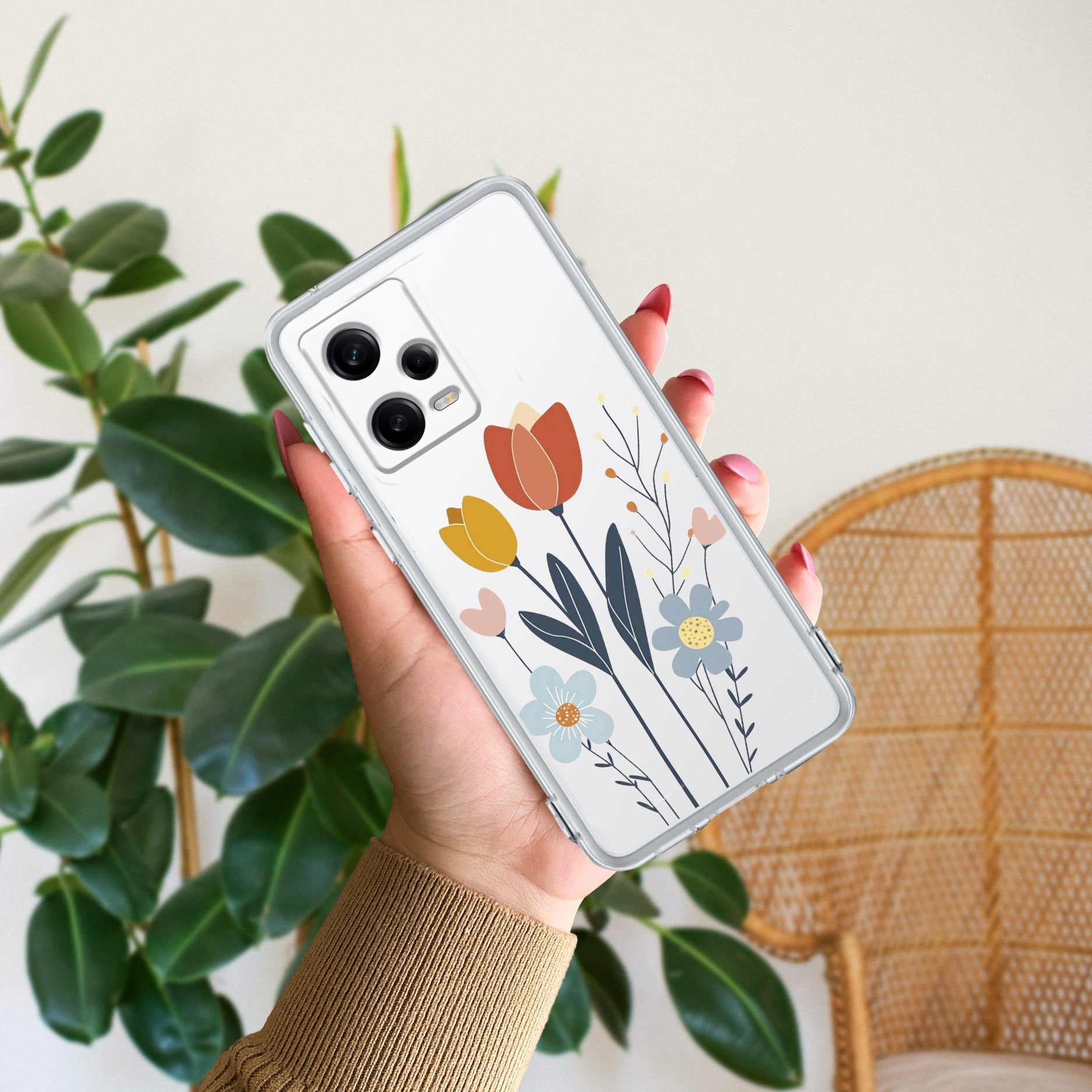 Minimal Flora Transparent Silicon Case For Redmi Note 12 4G
