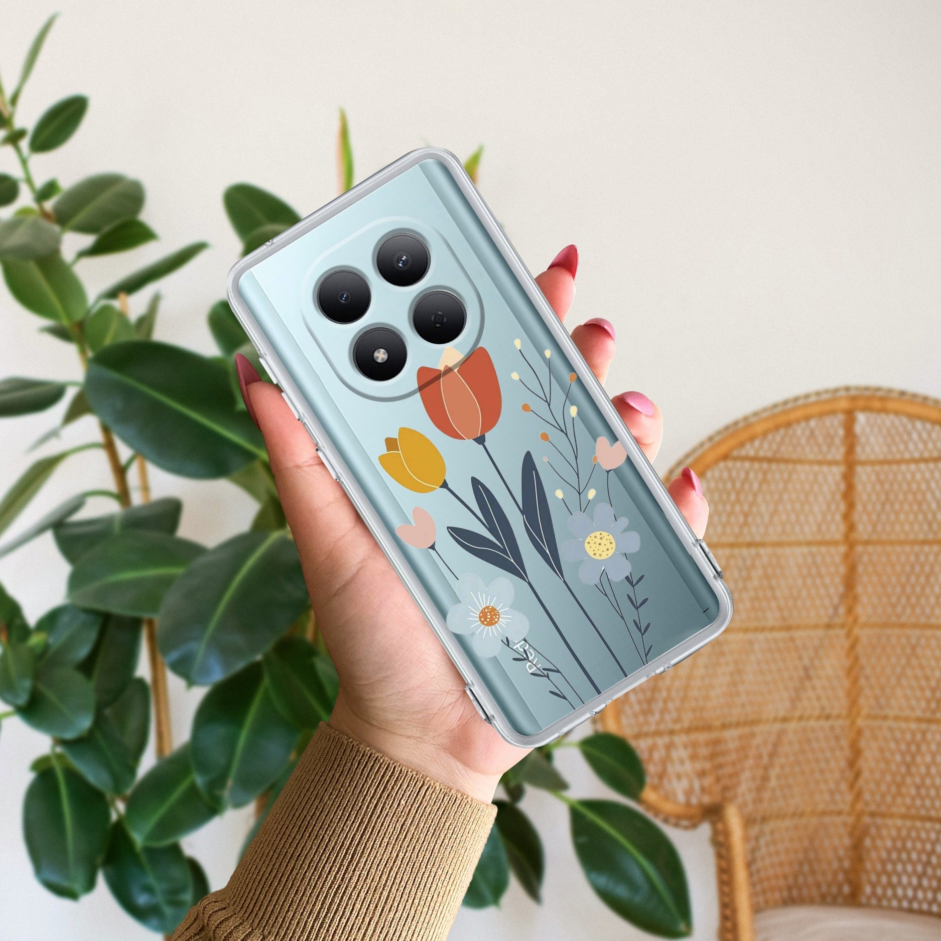 Minimal Flora Transparent Silicon Case For Redmi Note 15 Pro 5G