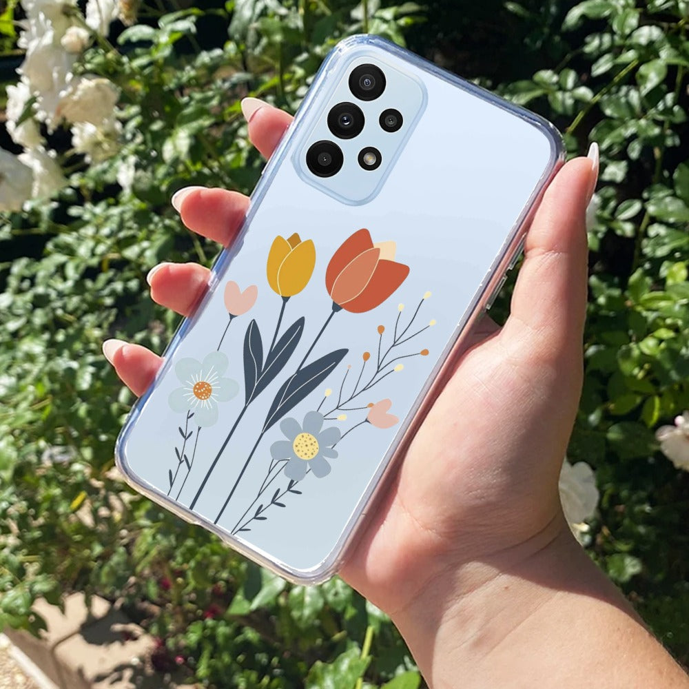 Minimal Flora Transparent Silicon Case For Samsung