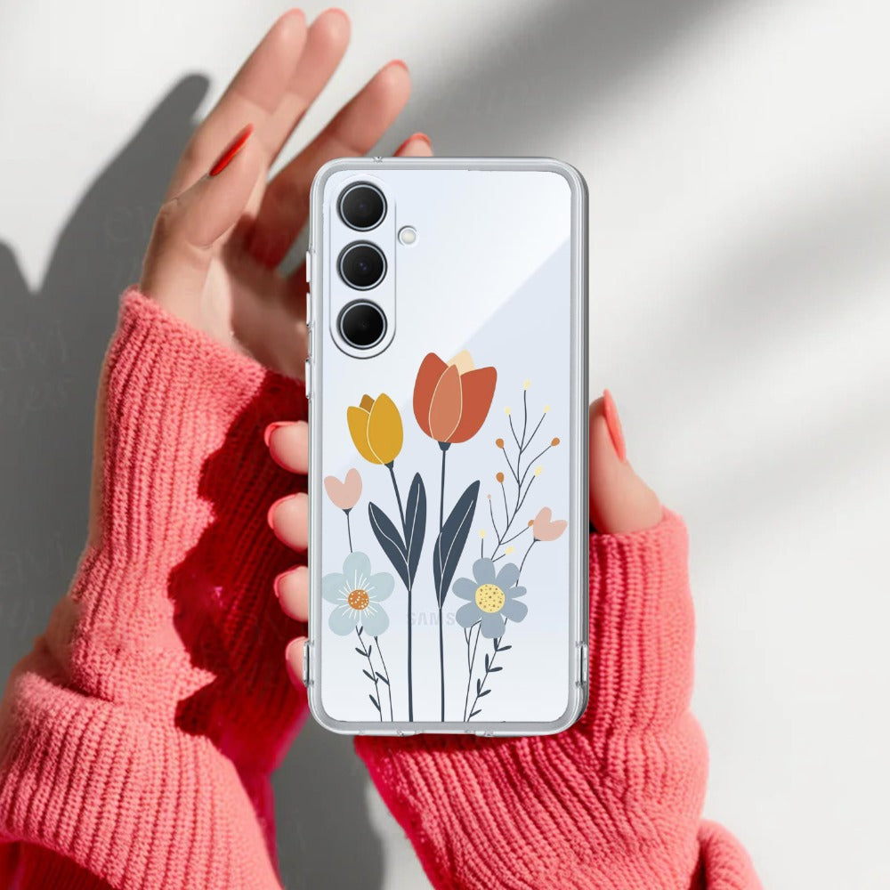 Minimal Flora Transparent Silicon Case For Samsung
