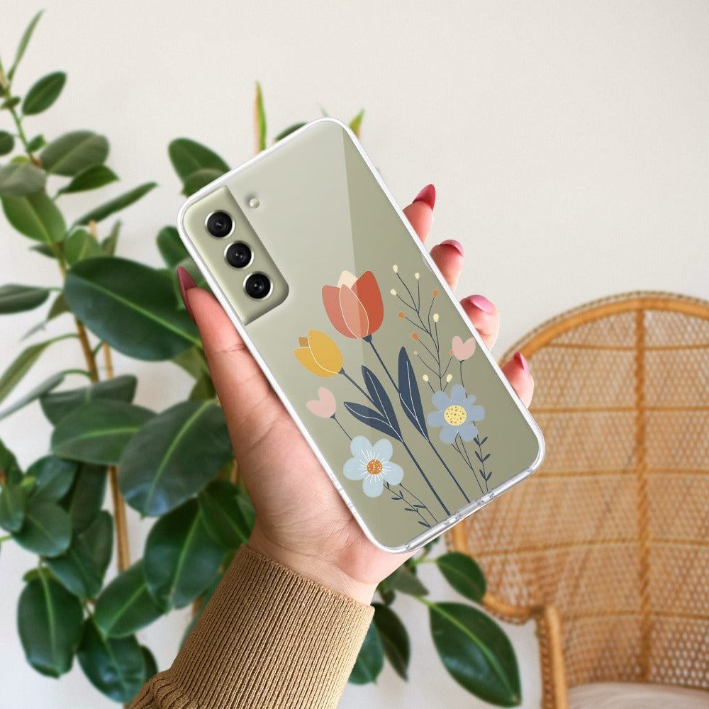 Minimal Flora Transparent Silicon Case For Samsung