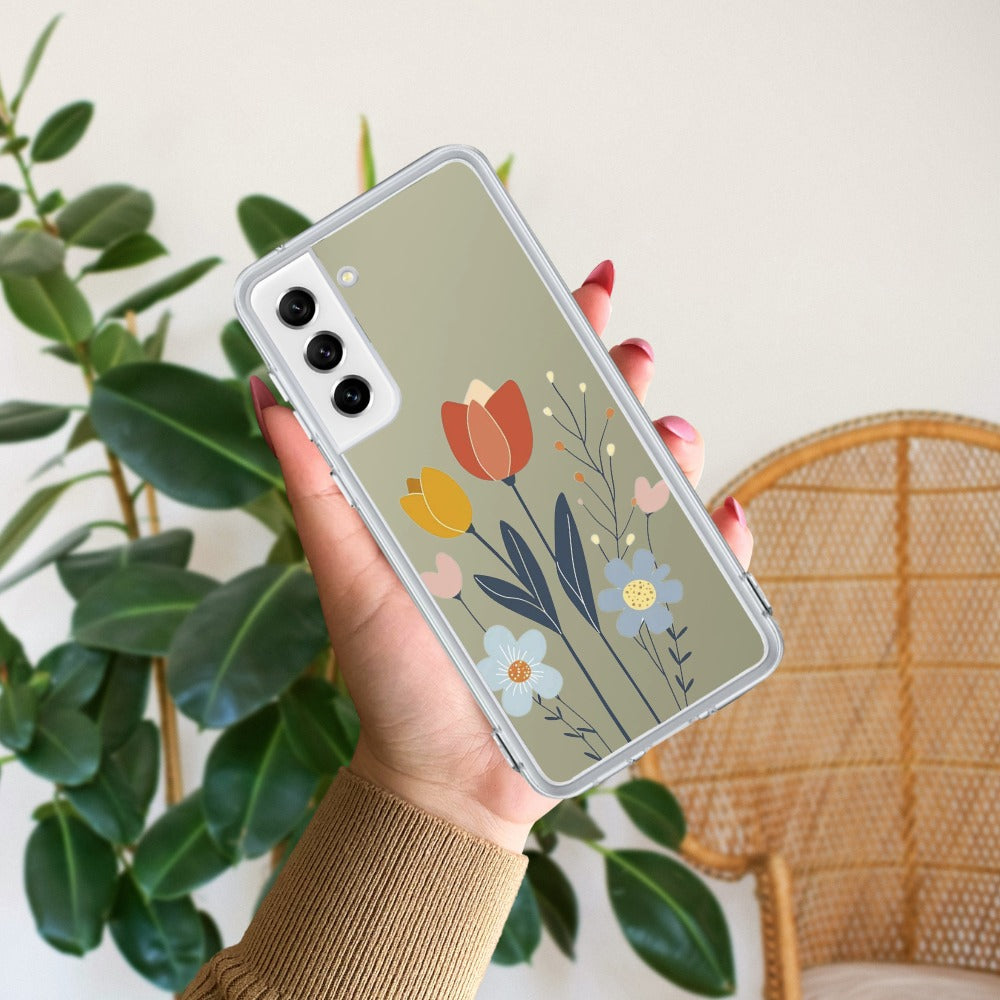 Minimal Flora Transparent Silicon Case For Samsung