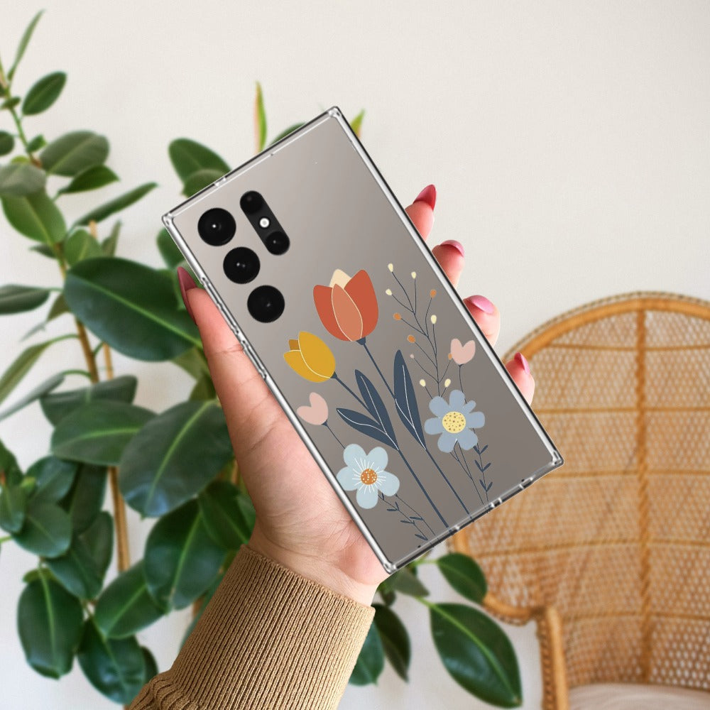 Minimal Flora Transparent Silicon Case For Samsung