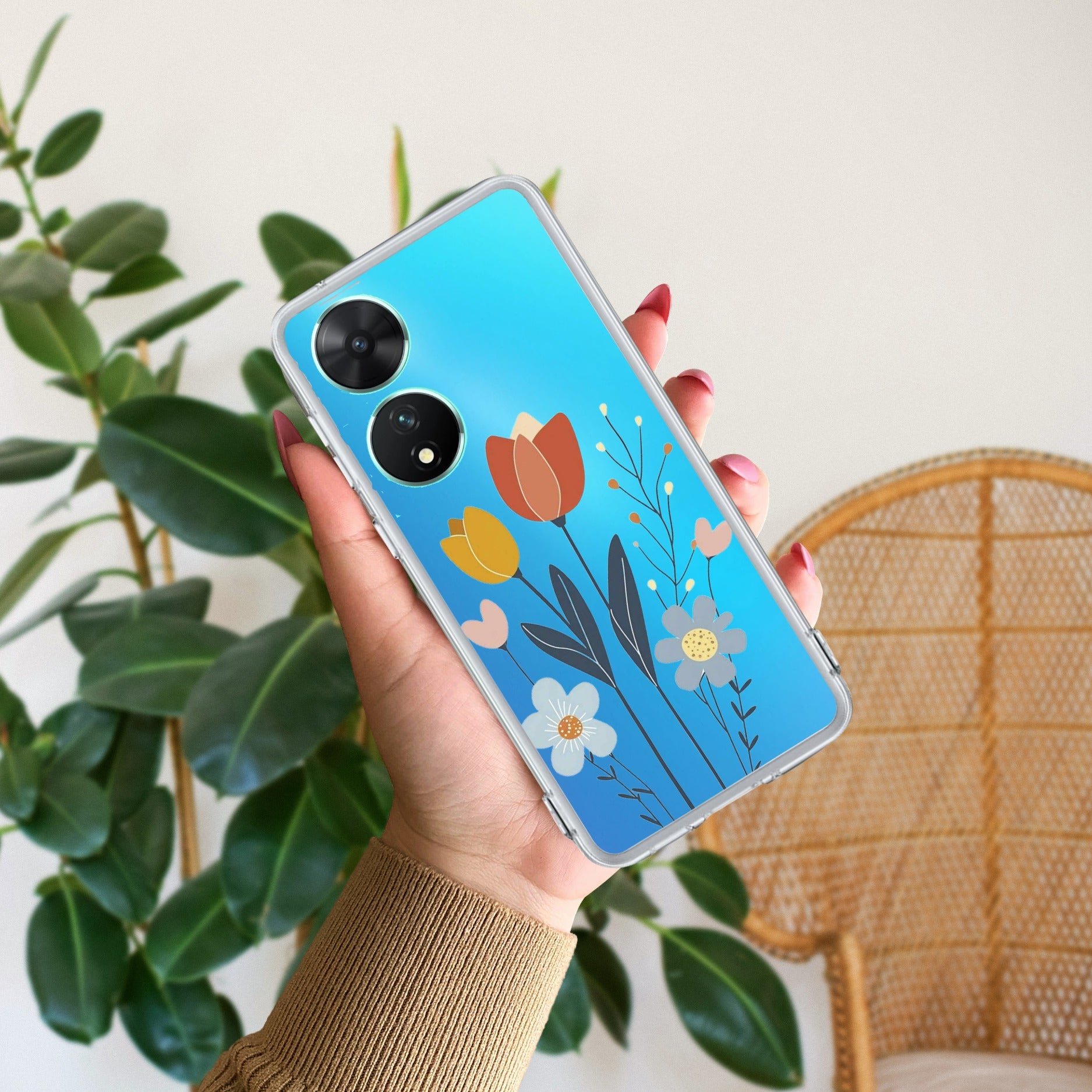 Minimal Flora Transparent Silicon Case For Vivo X90 Pro 5G