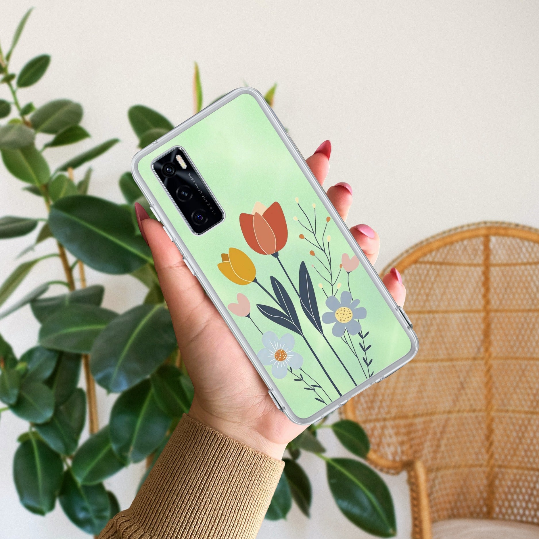 Minimal Flora Transparent Silicon Case For Vivo Y20s/Vivo Y20A/Vivo Y20G/Vivo Y20i / Vivo Y20T / Vivo Y20