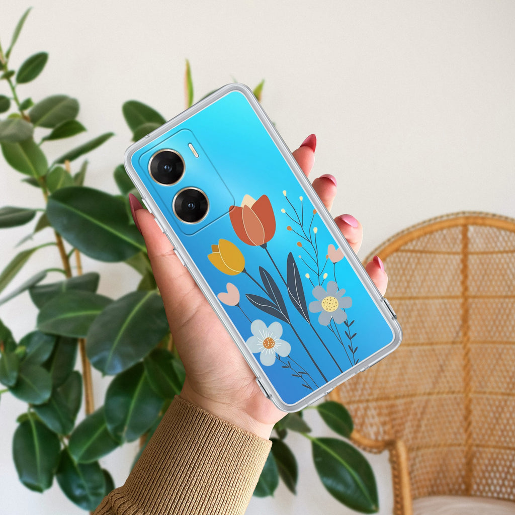 Minimal Flora Transparent Silicon Case For Vivo V29E 5G