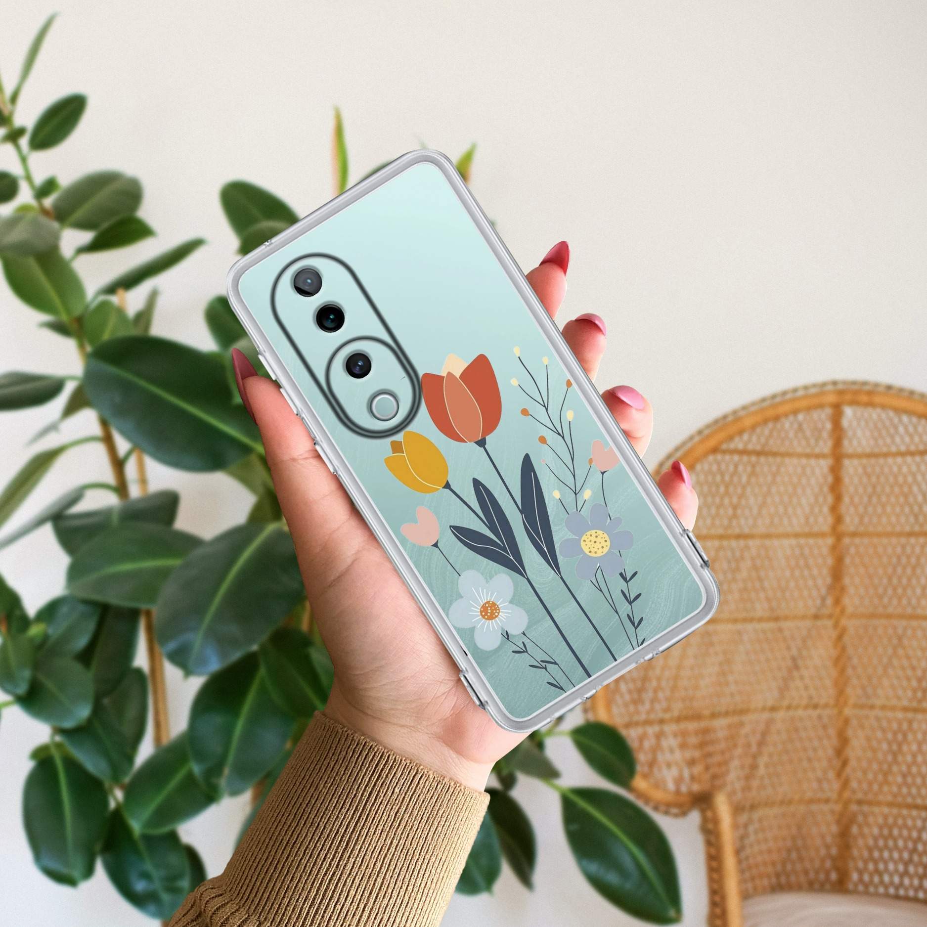 Minimal Flora Transparent Silicon Case For Vivo V27 5G / Vivo V27 Pro 5G