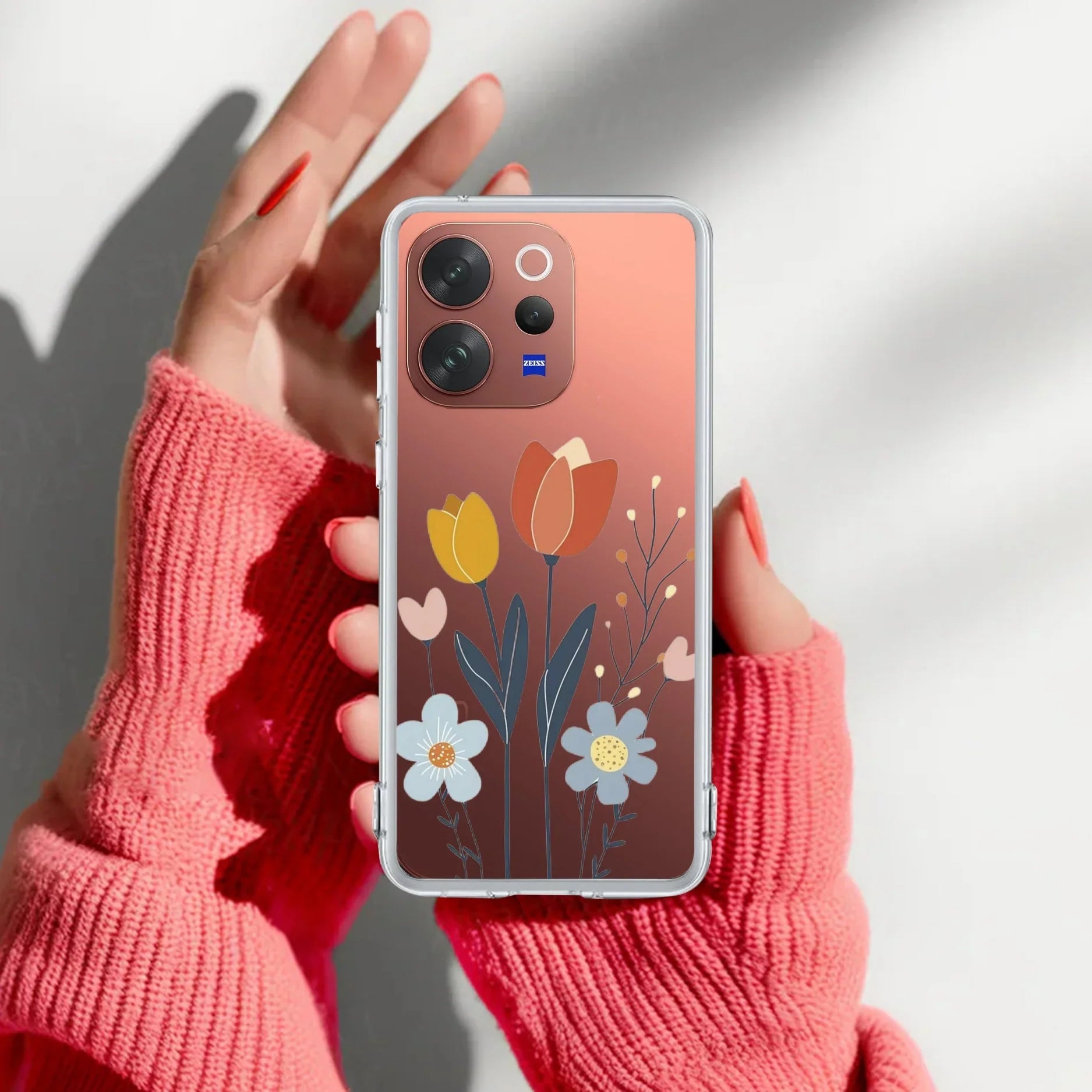 Minimal Flora Transparent Silicon Case For Vivo V23 Pro 5G