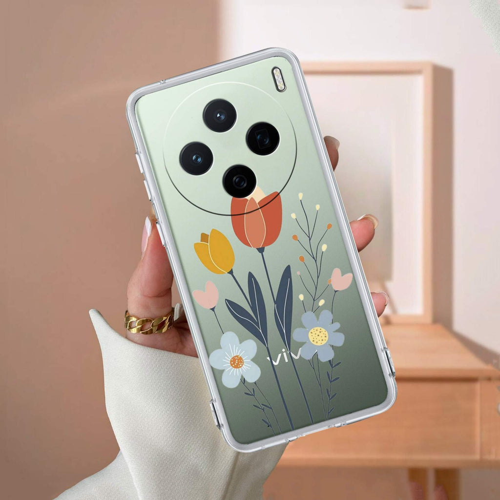 Minimal Flora Transparent Silicon Case For Vivo