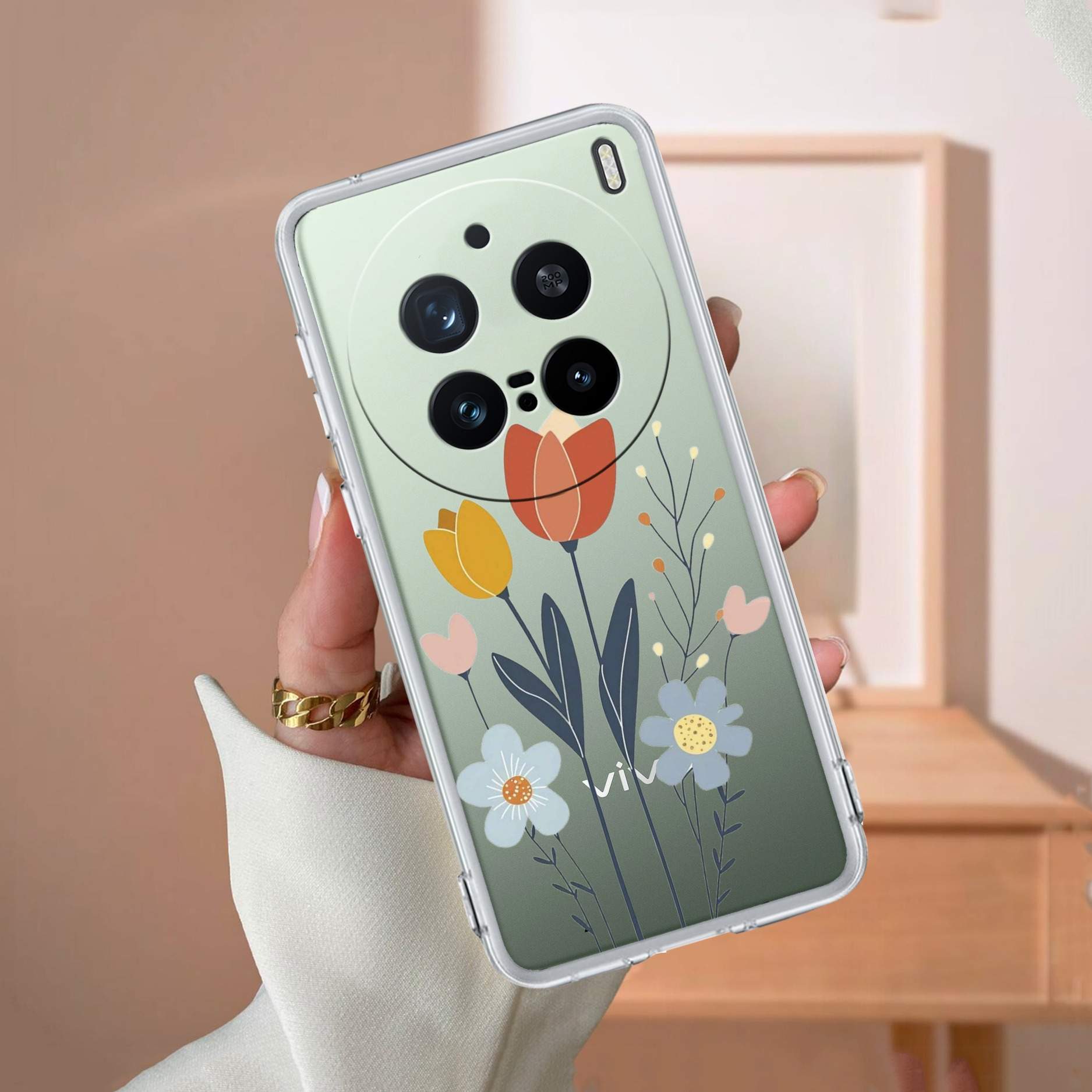 Minimal Flora Transparent Silicon Case For Vivo X200 Pro 5G