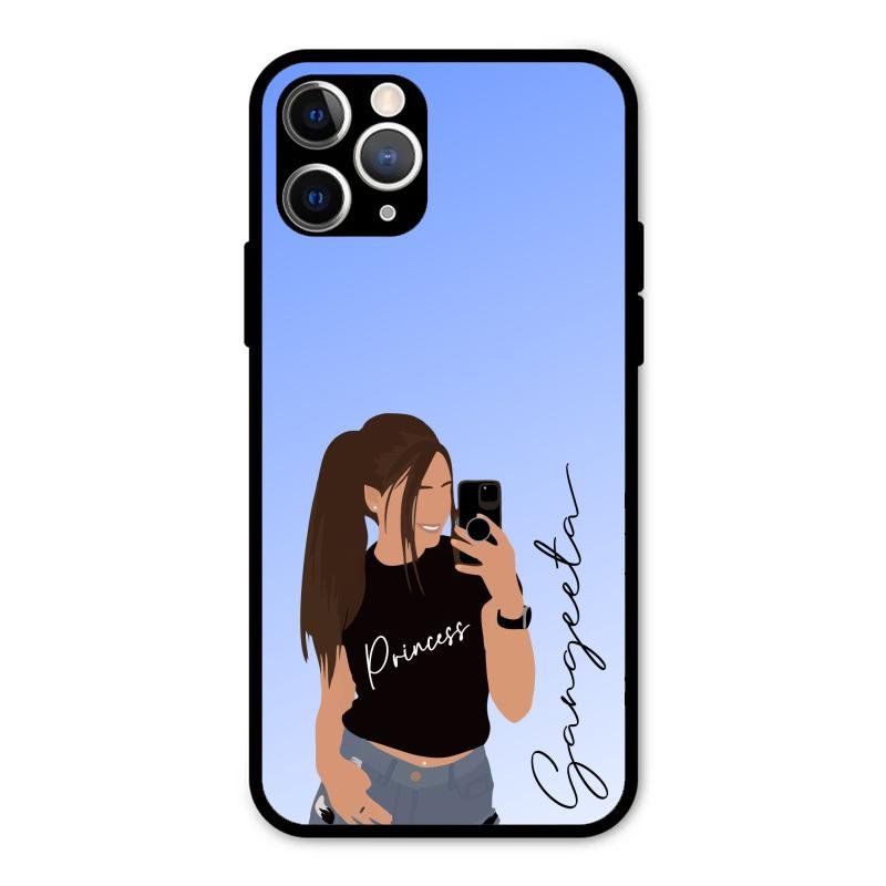 Mobile Girl Glass Case Cover For iPhone 11 Pro