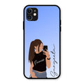 Mobile Girl Glass Case Cover For iPhone 11