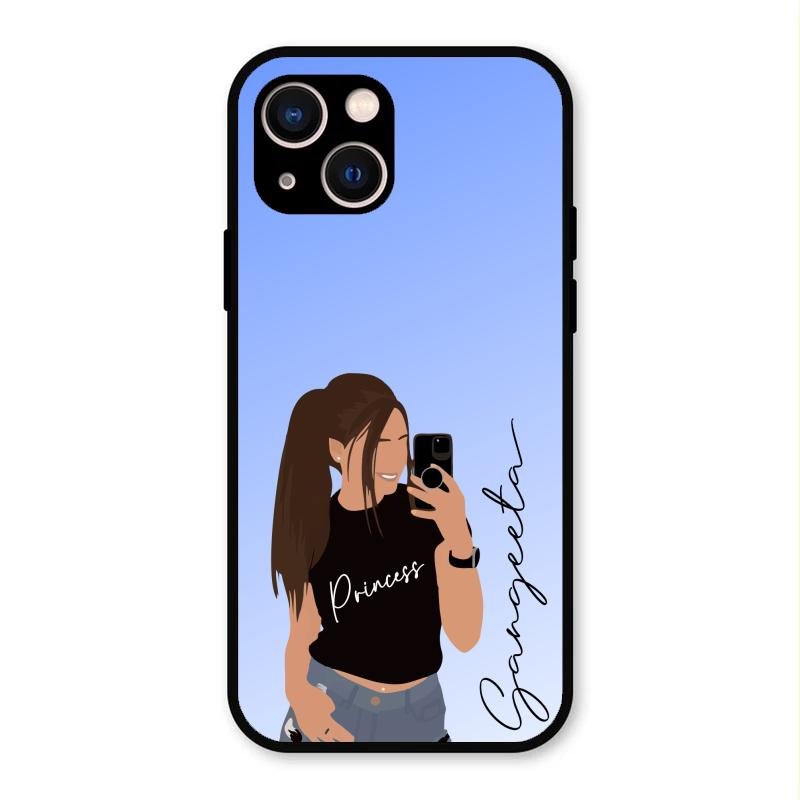 Mobile Girl Glass Case Cover For iPhone 13