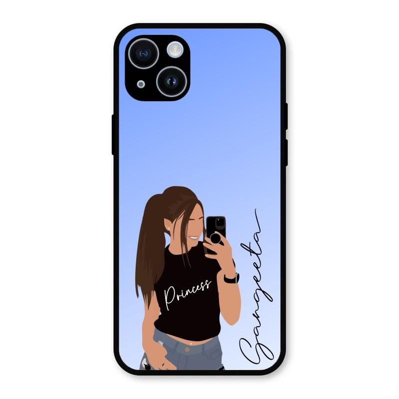 Mobile Girl Glass Case Cover For iPhone 14 Plus