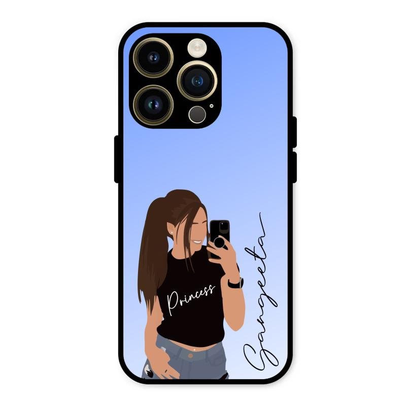 Mobile Girl Glass Case Cover For iPhone 14 Pro