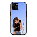 Mobile Girl Glass Case Cover For iPhone 15