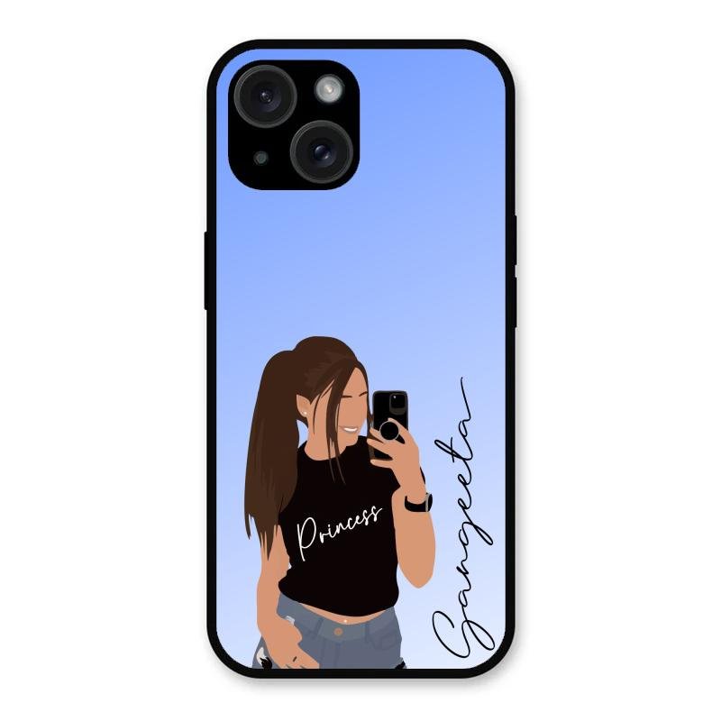 Mobile Girl Glass Case Cover For iPhone 15