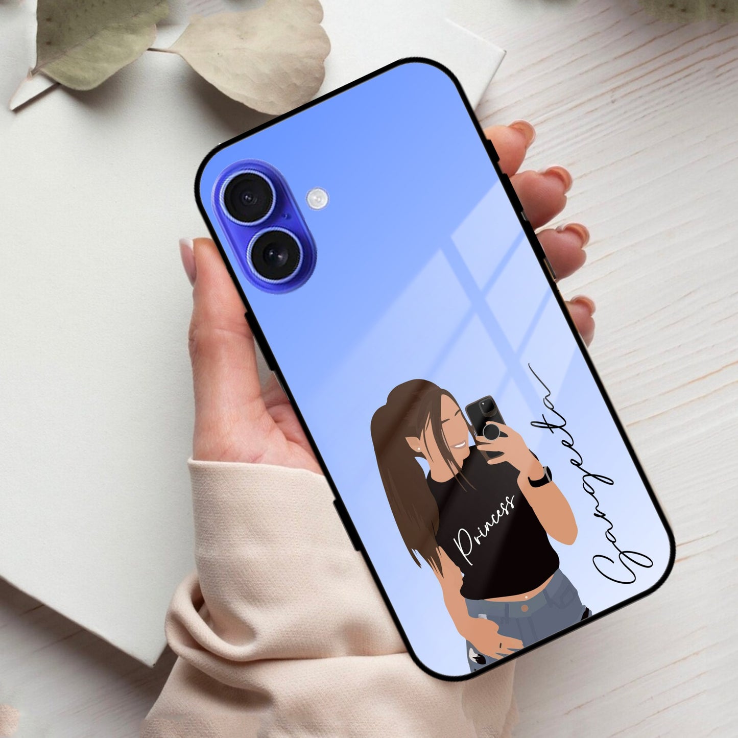 Mobile Girl  Glass Case Cover For iPhone