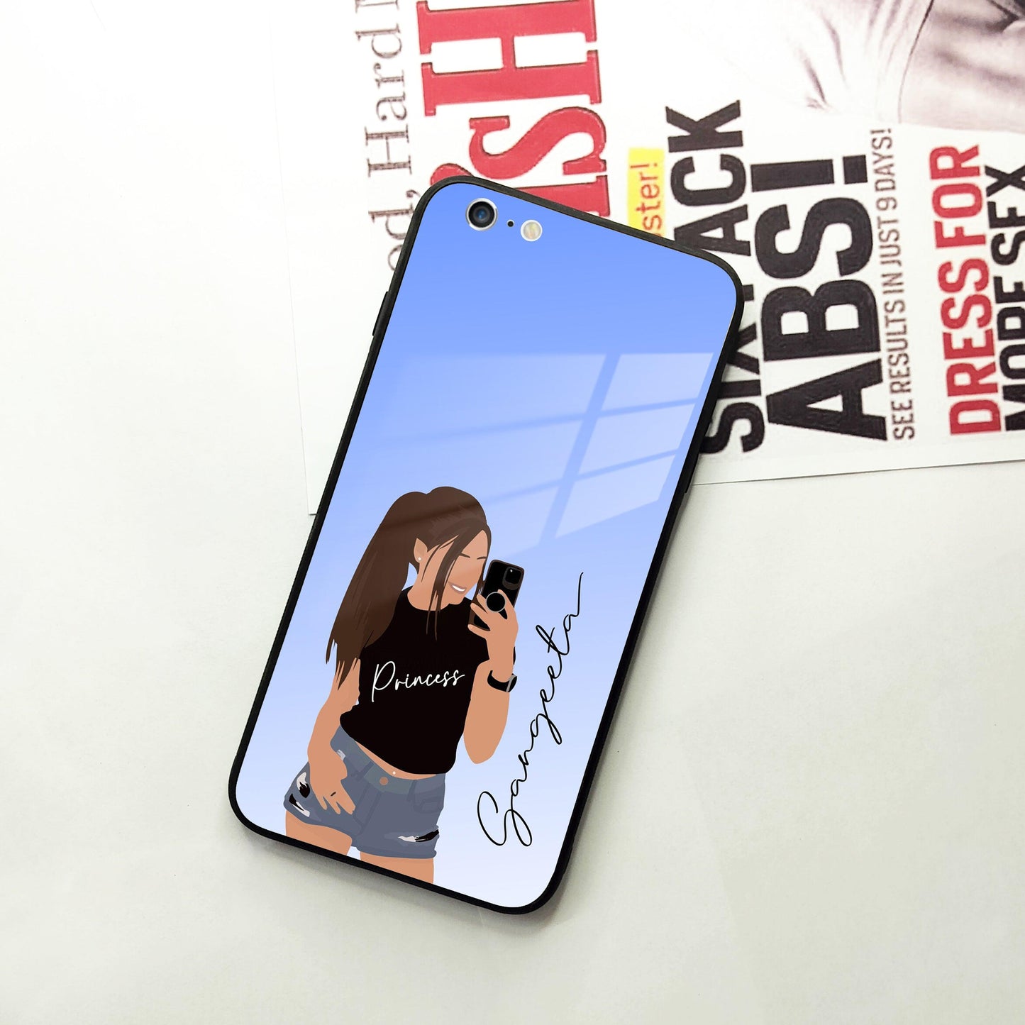 Mobile Girl  Glass Case Cover For iPhone