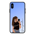 Mobile Girl Glass Case Cover For iPhone XS