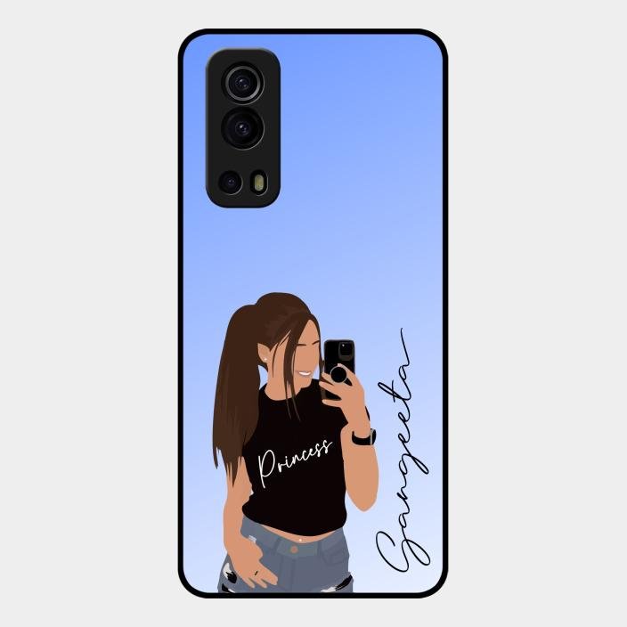Mobile Girl Glass Case Cover For Iqoo Z3 5G
